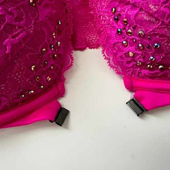 Victoria's Secret Strapless Pink Rhinstone Bra 34D -  Worn Once - Picture 2 of 5